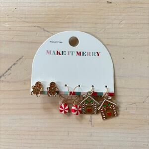 Make It Merry NWT Festive Christmas Holiday Pierced Earring Set Gingerbread